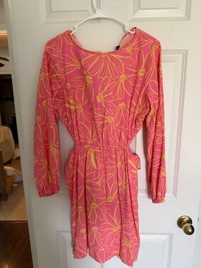 Universal Thread Pink and Yellow Floral Long-Sleeve Dress